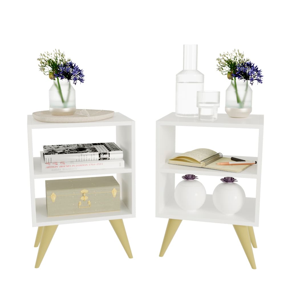 Kit com 2 Mesa de Cabeceira Compacta para Quarto Casal ou de Solteiro.